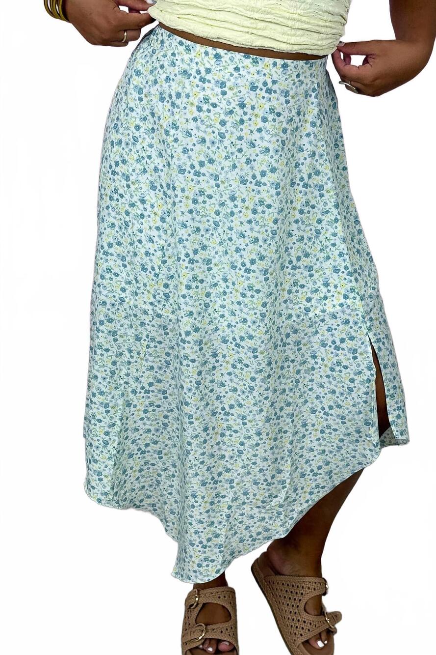 NEW WISHLIST women's helena floral midi skirt in blue